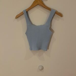 American Eagle Outfitters Sky Blue Ribbed Tank Top